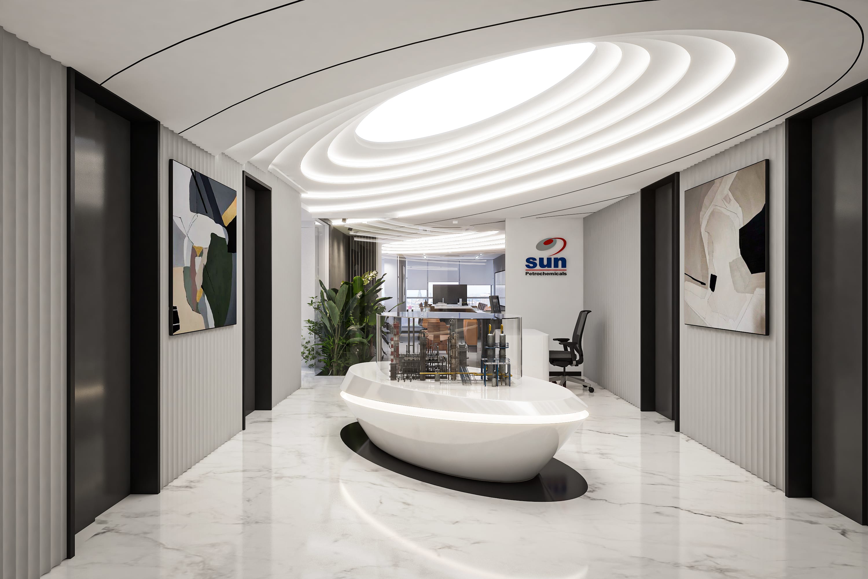 Sun Petrochemicals Headquarters, commercial interior view 1.